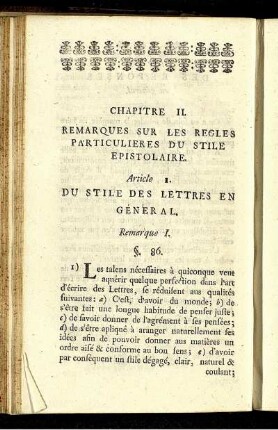 Chapitre II. Remarques Sur Les Regles Particulieres Du Stile Epistolaire.