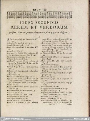 Index Secundus Rerum Et Verborum