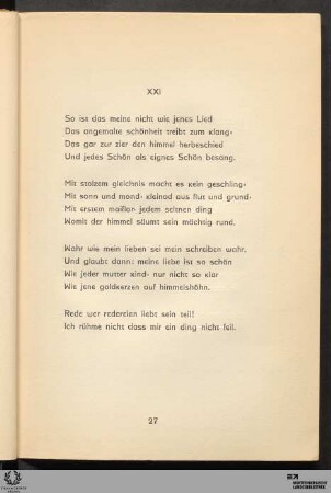 XXI: So ist das meine nicht wie jenes Lied