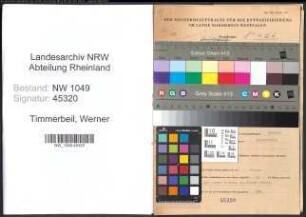 Entnazifizierung Werner Timmerbeil , geb. 02.04.1909 (Vertreter)