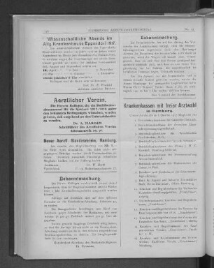 Wissenschaftliche Abende im Allg. Krankenhause Eppendorf 1917.
