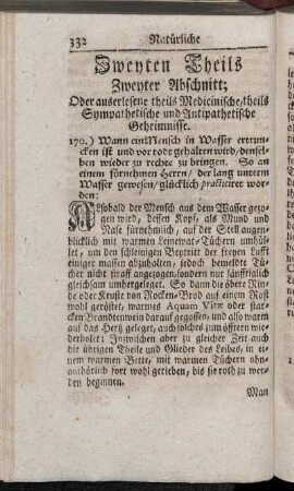 Zweyten Theils zweyter Abschnitt, oder auserlesene theils Medicinische, theils Sympathetische und Antipathetische Geheimnisse.