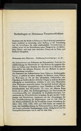 Rechtsfragen zu Eichmanns Verantwortlichkeit