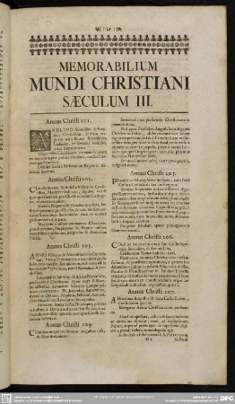 Memorabilium Mundi Christiani Saeculum III.