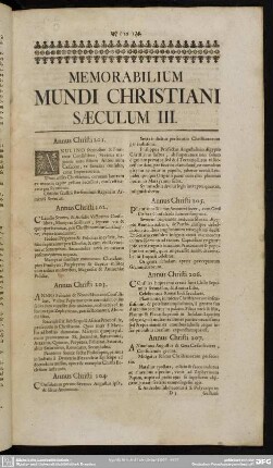 Memorabilium Mundi Christiani Saeculum III.