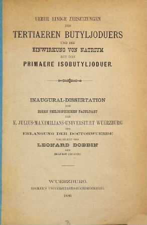 Ueber einige Zersetzungen des tertiären Butyljoduers und die Einwirkung von Natrium auf das primaere Isobutyljoduer
