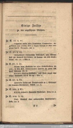 Einige Zusätze zu den angeführten Büchern
