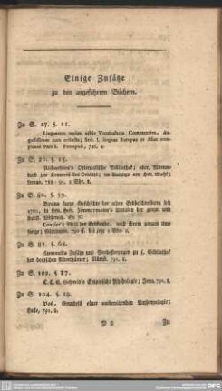 Einige Zusätze zu den angeführten Büchern