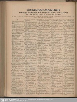 Hausbesitzer-Verzeichnis von Leipzig, Markkleeberg, Böhlitz-Ehrenberg und Mölkau und Engelsdorf …