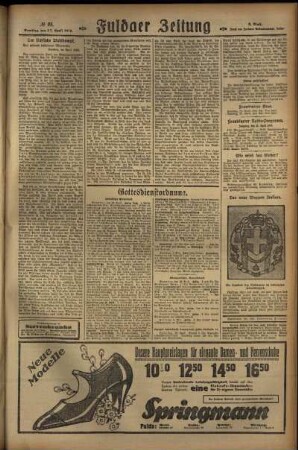 Dritte Ausgabe vom Samstag, den 27. April 1929.