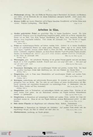 Arbeiten in Glas (Nr. 73-89)