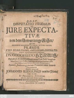 Disputatio Feudalis De Iure Expectativae
