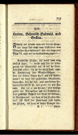 XIV. Leoben, Böhmisch Budweis, und Seckau.