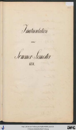 [fol. 105] Sommersemester 1851