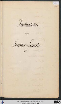 [fol. 105] Sommersemester 1851