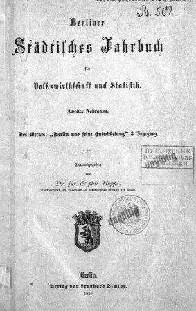 2.1874: Berliner städtisches Jahrbuch für Volkswirthschaft und Statistik