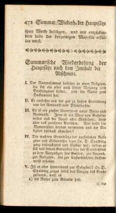 Summarische Wiederholung der Hauptsätze nach dem Innhalt der Abschnitte