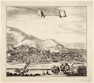 Heidelberg, Stadt und Schloss von Norden