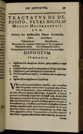 Tractatus De Deposito.