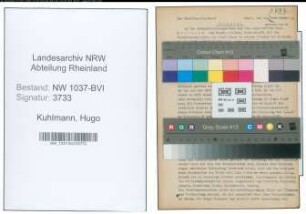 Entnazifizierung Hugo Kuhlmann , geb. 02.11.1896 (Angestellter)
