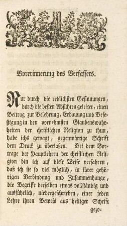 Vorerinnerung des Verfassers.