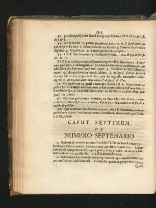 Caput Septimum. De Numero Septenario.