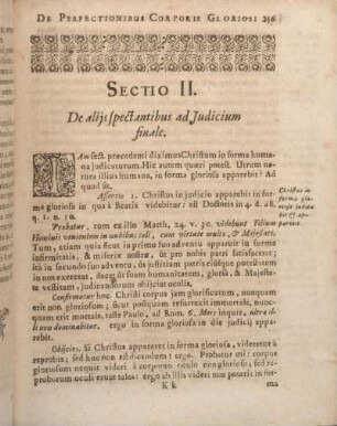 Sectio II. De alijs spectantibus ad Judicium finale.