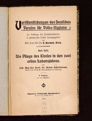 Die Pflege des Kindes in den zwei ersten Lebensjahren