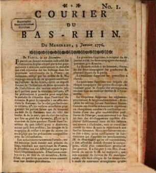 Courier du Bas-Rhin. 1776