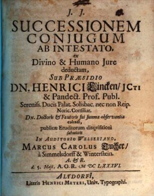 Successionem coniugum ab intestato ex divino et humano iure deductam