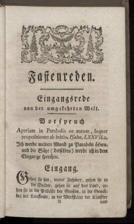 Eingangsrede von der umgekehrten Welt