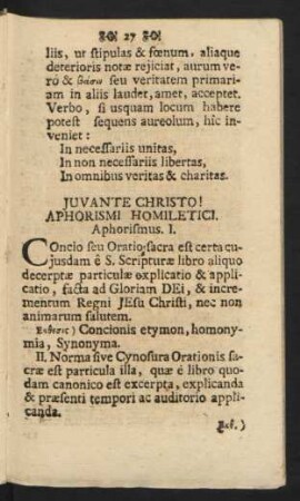 Juvante Christo! Aphorismi Homiletici.