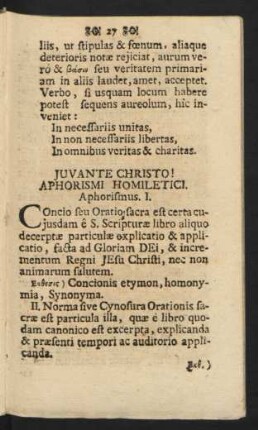 Juvante Christo! Aphorismi Homiletici.