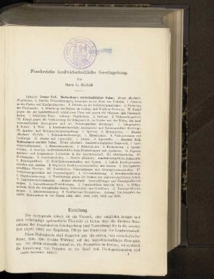 Frankreichs landwirtschaftliche Gesetzgebung.