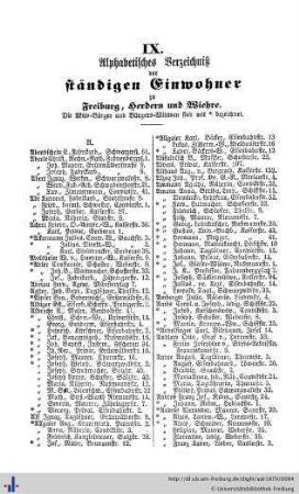 Alphabetisches Verzeichniß der ständigen Einwohner.