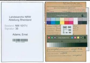 Entnazifizierung Ernst Adams , geb. 03.07.1893 (Regierungsangestellter)