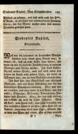 Siebentes Kapitel. Kriegsdienste.
