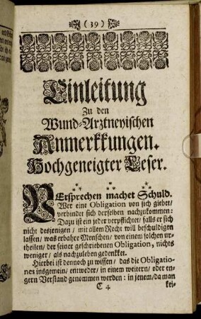 Einleitung Zu den Wund-Arztneyischen Anmerkungen.