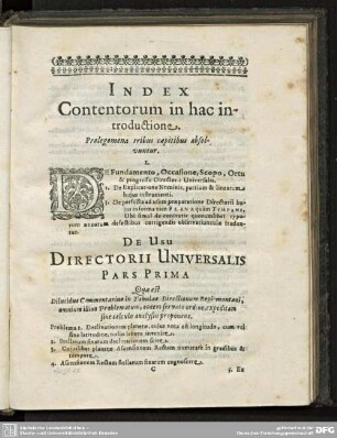 INDEX Contentorum in hac introductione.