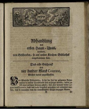 Abhandlung des ersten Haupt- Theils, ...