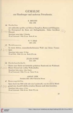 Gemälde aus Hamburger und anderem Privatbesitz (Nr. 44-52)