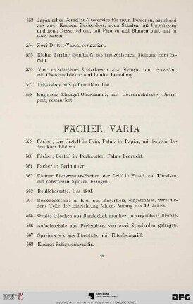 Fächer, Varia (Nr. 559-572)
