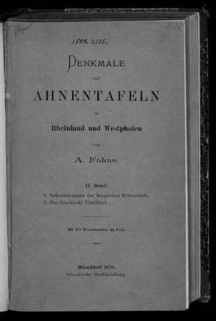 Bd. II: Aufschwörungen der Bergischen Ritterschaft