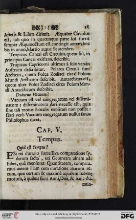 Cap. V. Tempus