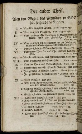[Ordnung und Inhalt des Lieder-Buchs] Der ander Theil