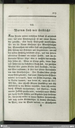 VII. Warum sind wir sterblich?