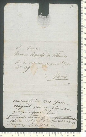 Brief von Adelbert von Chamisso an Hippolyte de Chamisso