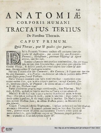 Anatomiae corporis humani tractatus tertius: De partibus Thoracis