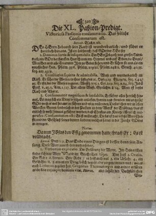 Die XL. Paßion-Predigt. Victoriosa Passionis consummatio. Das fröliche Consummatum est
