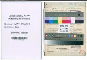 Entnazifizierung Walter Schmidt , geb. 02.04.1891 (Bankinspektor)